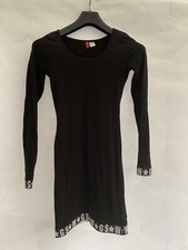 H&M Black Stretchy Dress Hem Detail Size XS