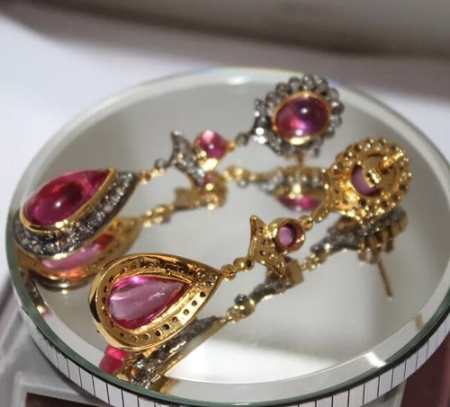 Pendiente colgante de boda amatista plata 925 aspecto antiguo diamante talla rosa de 2,32 quilates - Imagen 7 de 8