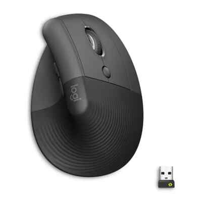 Logitech Lift Kabellose Vertikale Ergonomische Maus 6 Tasten Bluetooth Graphit