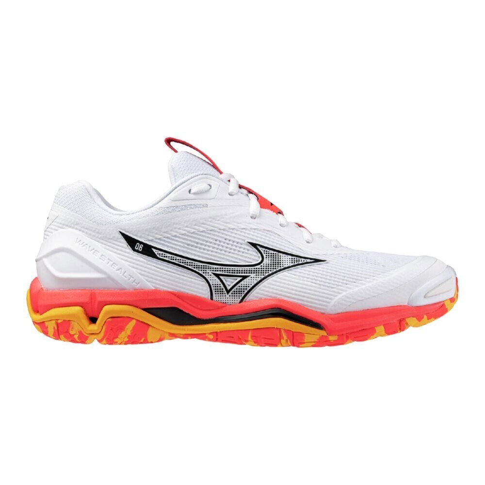 Mizuno Handball Shoes WAVE STEALTH 6 White/Black/Orange X1GA2430