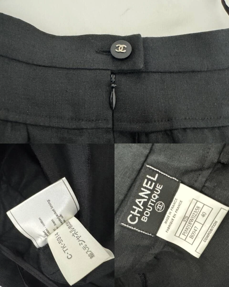 CHANEL Set Giacca Gonna Camelia COCO Logo Nero Bottone Marca Coco 97S P09018