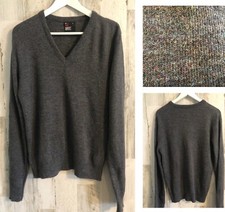 vtg 70s Robert Bruce Pullover Sweater Sz L Gray Flecked V-Neck Union Made Acryic