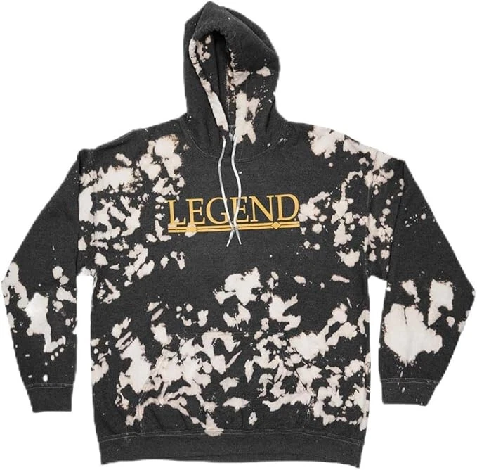 TALLA L Zion Rootswear “Leyenda” Bob Marley Sudadera con Capucha Blanqueador Lavado Negro Sudadera Foto 4 de 4