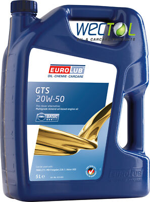 EUROLUB GTS SAE 20W-50 Motoröl 20W50 ACEA A2/B2 B3 E2 E3 MB MAN 1 x 5 Liter 
