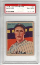 1935 (1934-36) Diamond Stars Sam Rice Cleveland Indians #32 PSA Graded Ex-Mt 6