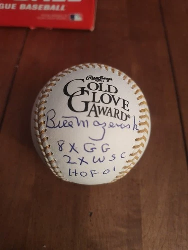 Bill Mazeroski Signed Gold Glove Baseball W/ 3 Inscriptions