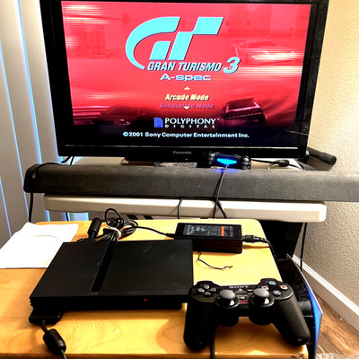 PlayStation 2 PS2 Slim SCPH-70012 Console OEM Cables Controller Bundle Tested