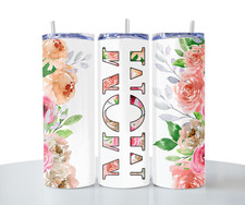 Mothers Day Mom 20oz Skinny Tumbler Cup Stainless Steel w Lid/Straw