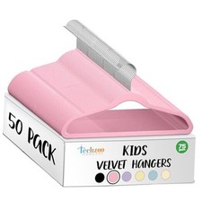 50 Premium Kids Velvet Hangers - 14" Non-Slip Clothes Kids - 50 Pack Pink
