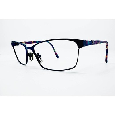 Nicole Miller Eyeglasses Womens Navy Titanium IRMAN C05 57-16-135 57mm