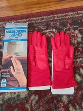 1988 L'eggs Sheer Energy Gloves Knit Lined Red Women's One Size NEW Vintage