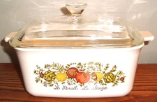 VTG CorningWare Spice of Life Le Persil La Sauge Casserole Dish P-4-B 7x5.5 +Lid