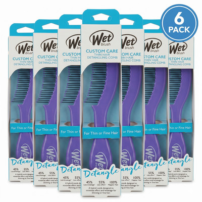 Wet Brush Custom Care Thin Hair Detangling Comb Purple Hybrid 6 Pack New