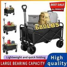 680LBS Heavy Duty Folding Wagon Cart All-Terrain Wheels Camping Utility