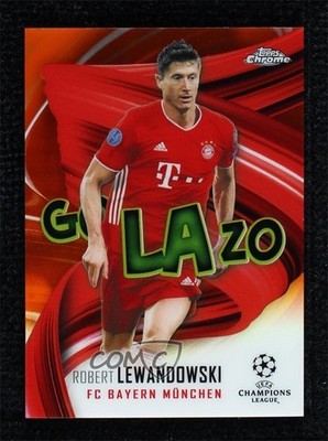 2020 Chrome UEFA Champions League Orange Refractor 13/25 Robert Lewandowski 7y2