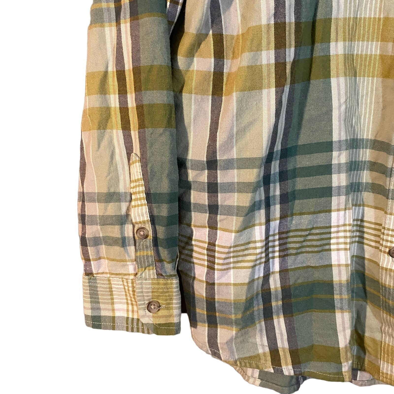 Universal Thread Yellow Multi-Color Plaid Button … - image 6