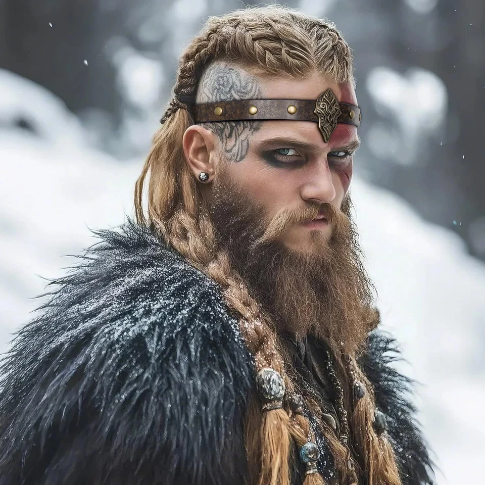 Viking Leather Headband Adjustable Medieval Headpiece LARP Costume Renaissanc... - Image 4 of 4