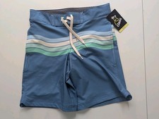 Art Class Kids Blue Striped Board Shorts Swim Trunks Drawstring Mesh Lined