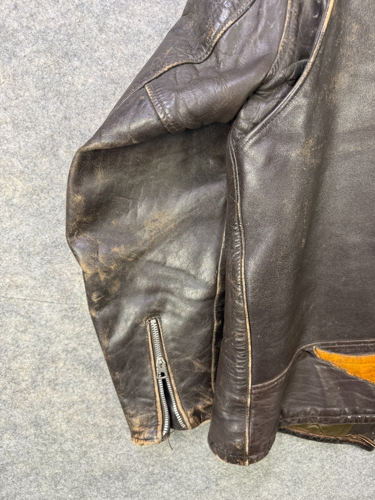 VTG Schott Bros Perfecto Leather Jacket Men's Size 46 Brown Harley Davidson Logo