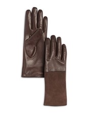 Bloomingdale's Texture Block Cashmere Lined Leather Gloves MADE IN ITALY 7