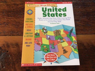 United States, Instant Map Skills Softcover Excellent! Scholastic Grades 3-5