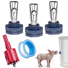 Automatic Pig Nipple Waterer Set with Brass Tank Connectors for Barrel Kit 3P...