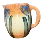 Roseville Early Ware 1910s Art Pottery Ceramic Pitcher w/ Blue Tulips - ANTIQUE