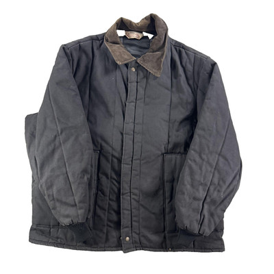 VTG Walls Jacket Mens 2XL Black Canvas Quilted Insulated Workwear Blizzard-Pruf