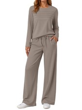 Sweatsuits Women 2 Piece Outfit Fall Airport Lounge Sweat Sets With Wide Leg ...