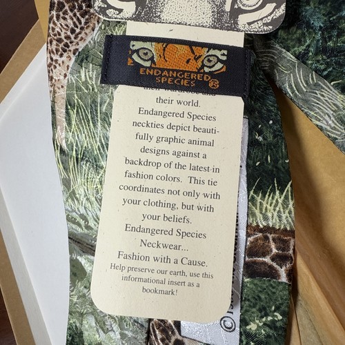 Vtg 1995 Endangered Species Tie Talk Shadows By Simon Combes Giraffe Silk NEW - Picture 6 of 11