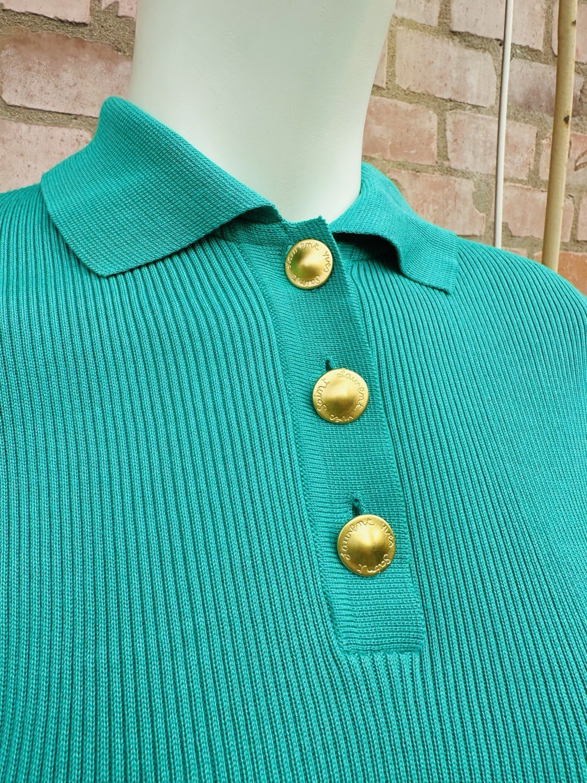 YSL Yves Saint Laurent Top T Shirt Rive Gauche Vintage Verde Smeraldo? Coton...