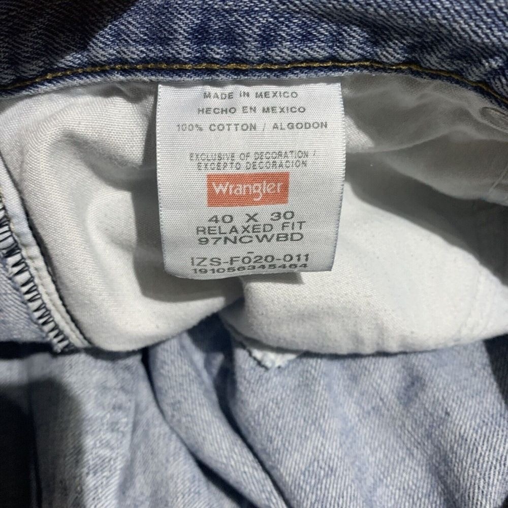 WRANGLER Jeans Mens 40X30 Relaxed Fit Stretch Faded Blue A-68 thumbnail 10