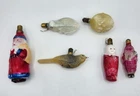 6 VTG Christmas Figural Light Bulbs Milk Glass Bird Lemon Kewpie Frog Santa’ C6