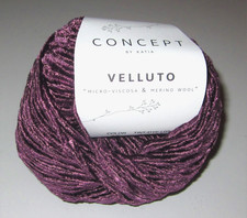 LOT of 10 balls of Katia Concept VELLUTO Velour knitting yarn color 62 PURPLE