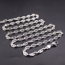 Real 925 Sterling Silver Chain Men Necklace 3.5mm Marine Anchor Link 24inchL