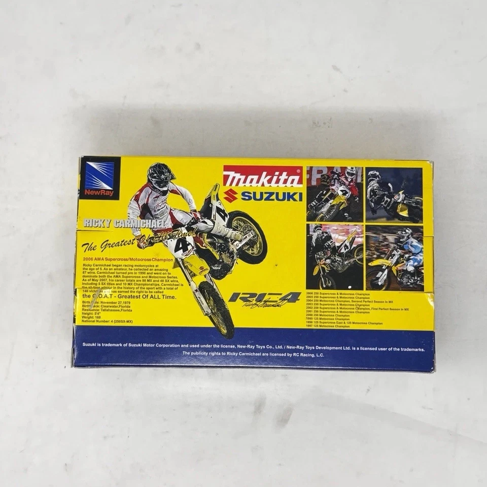 New-Ray 1:12 2006 Makita Suzuki RM-Z450 Ricky Carmichael RC4 Diecast Model - Image 2 of 4