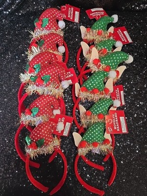 12 Pc Bulk Lot Mixed Christmas Headbands Head Piece Holiday Party Santa Elf 