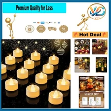 12 Pack LED Tea Lights Candles with Timer Battery Operated Ivory Shell