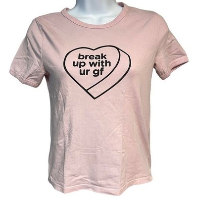 Ariana Grande ''break up with ur gf'' H&M 2019 Tour Baby Tee Pink Fitted Graphic S