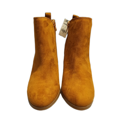 Express Winter Ankle Booties Womens US 9 Brown Almond Toe Block Heel Side Zip