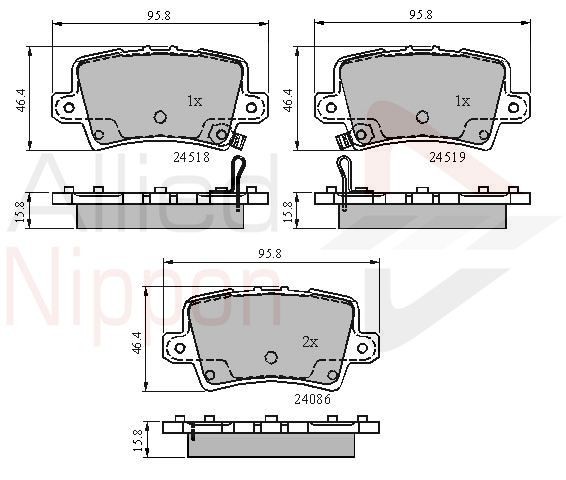 Brake Pad Set For Disc Rear Fits Honda Civic CR-V ALLIED NIPPON ADB31587