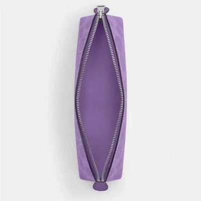 NWT ❤️ Coach Pencil Case In Signature Canvas Color: Silver/Iris