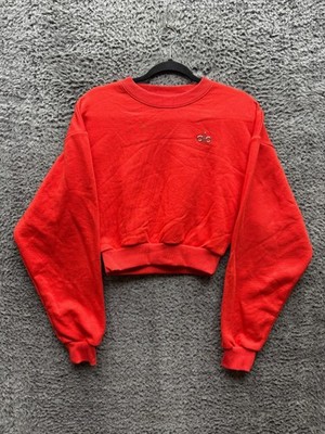 NWT Alo Yoga Cropped Accolade Crewneck Sweatshirt Bright Red Womens Size XS  | eBay