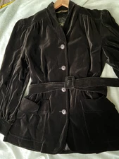 ESCADA VINTAGE VELVET LIGHT JACKET IN BLACK BELTED 38 M WEST GERMANY