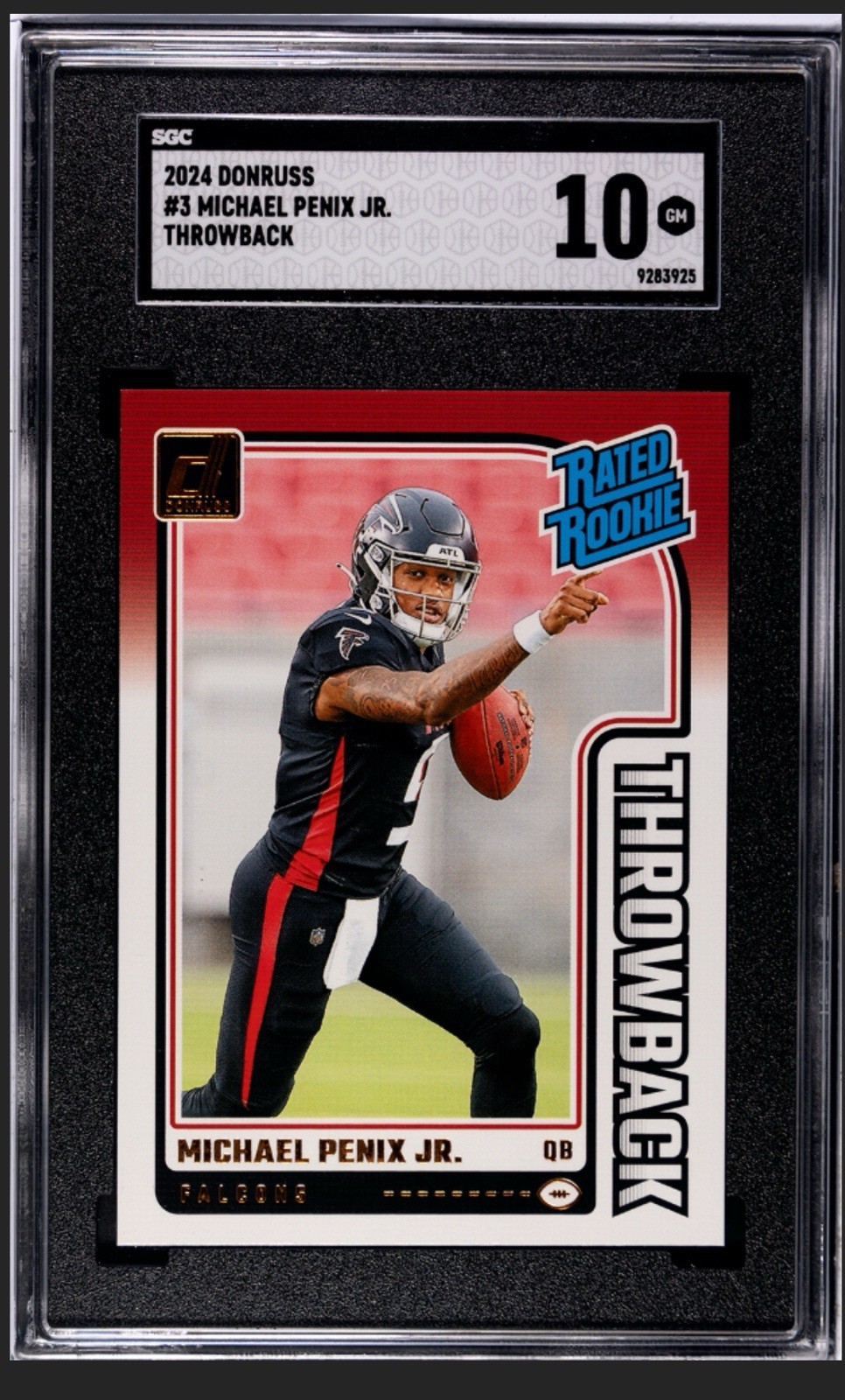 2024 Panini-Donruss SGC 10 Rated Rookie Throwback Michael Penix Jr RC SGC 10 GEM