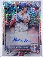 Malcolm Moore 2025 Bowman Chrome 1st Auto SPECKLE /299 Rangers