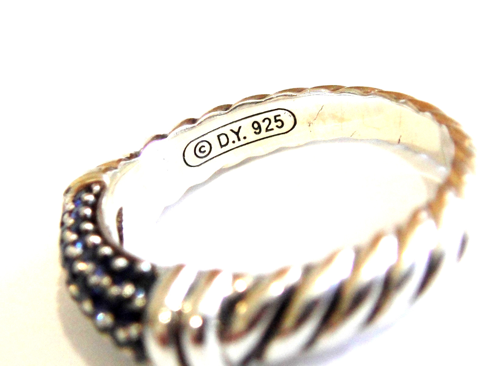 DAVID YURMAN SILVER PAVE STACK BLUE SAPPHIRE RING - image 3