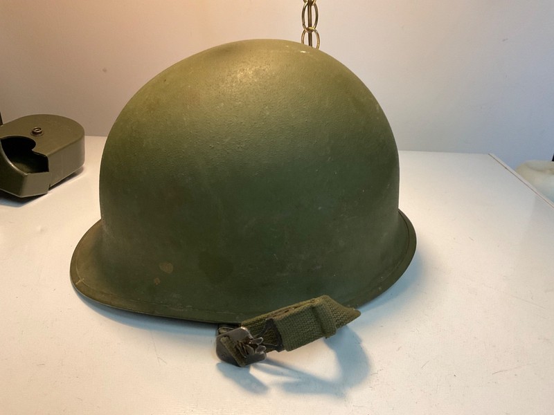 Vintage US Military M1 Steel Pot Helmet No Liner Chinstrap Vietnam Era Army