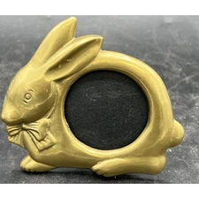 🐰 Vintage Brass Bunny Mini Picture Frame Oval Photo Holder Retro Decor