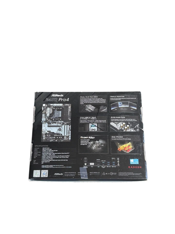 ASRock B450 Pro4 AM4 ATX Motherboard + PCIe Riser - Image 4 of 4